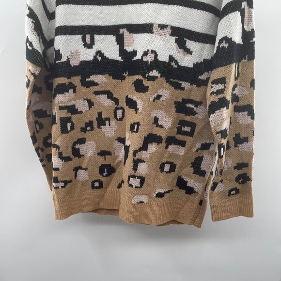 Wanna B Women's Cheetah Print Pullover Sweater Long Sleeve Size Large - Picture 5 of 9